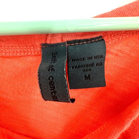 Left Of Center Size Medium Shirt Orange High Low Asymmetrical Hem Short Sleeve - Picture 3 of 4